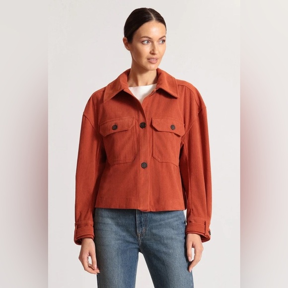 Avec Le Filles Anthropologie Rust Orange Corduroy Shacket Jacket Size Large - Picture 1 of 8